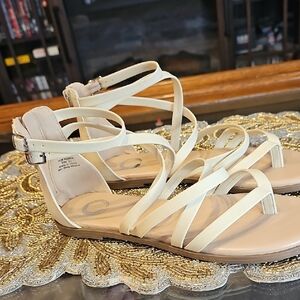 Journee Collection Cream Strappy Sandals